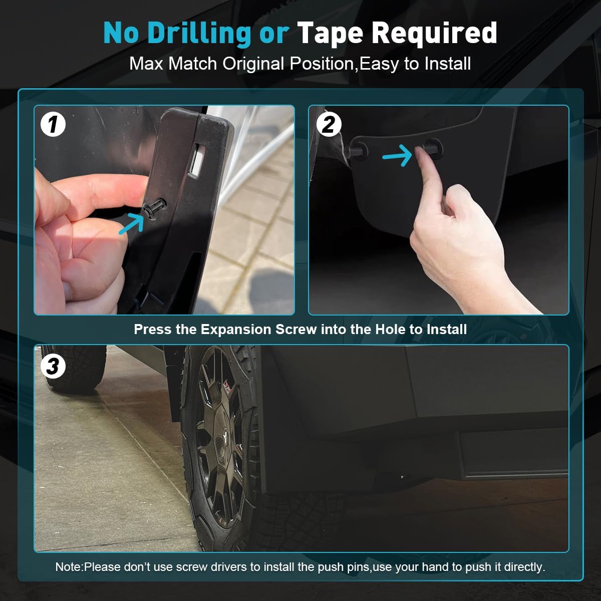 Teslula Cybertruck Mud Flaps2023-2025-No-Drill TPE Splash Guards(4-PC)