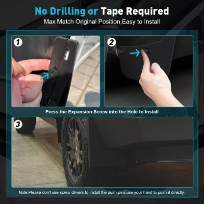 Teslula Cybertruck Mud Flaps2023-2025-No-Drill TPE Splash Guards(4-PC)