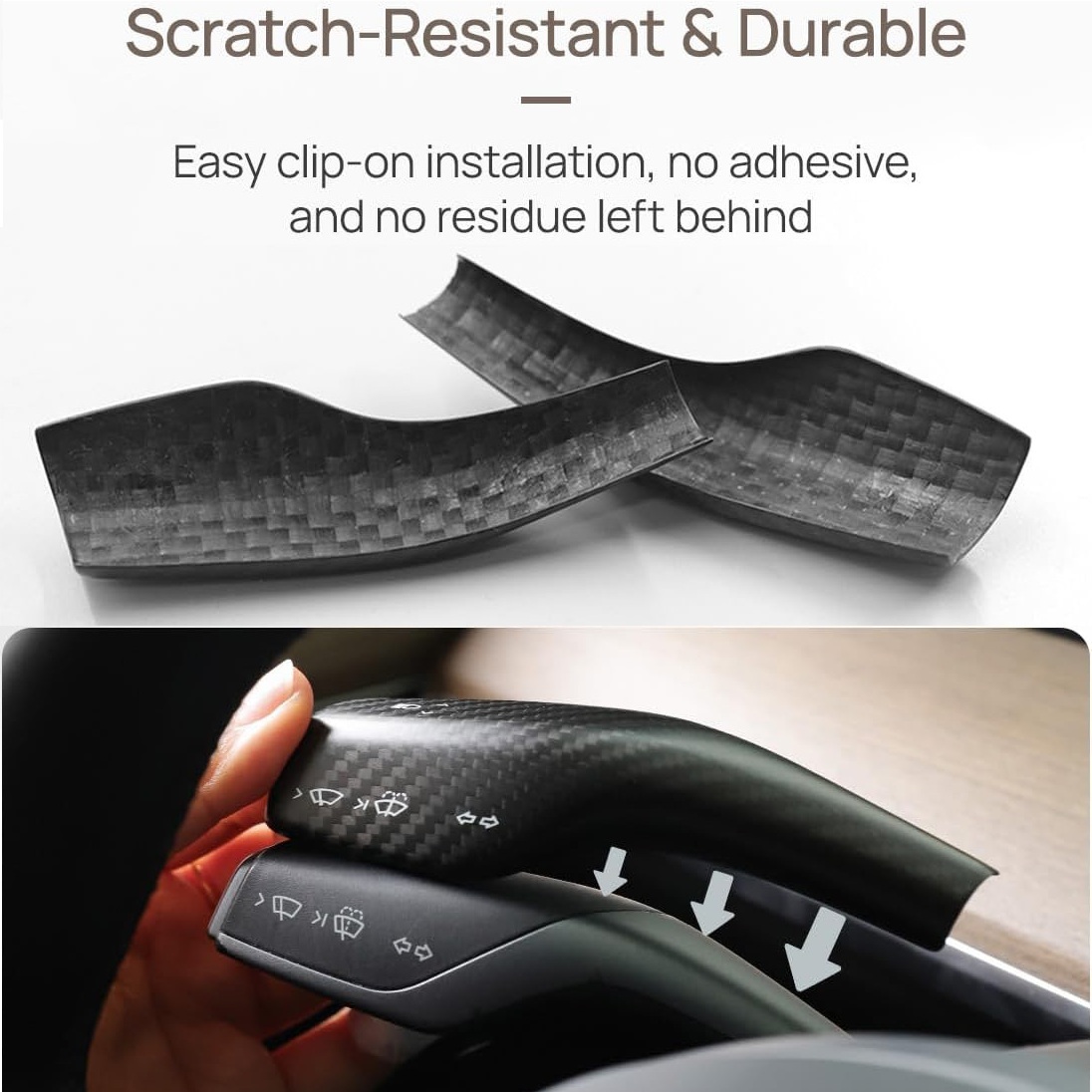 Teslula Model 3/Y Stalks Turn Signal Cover-Dry Carbon Fiber Interior Mods