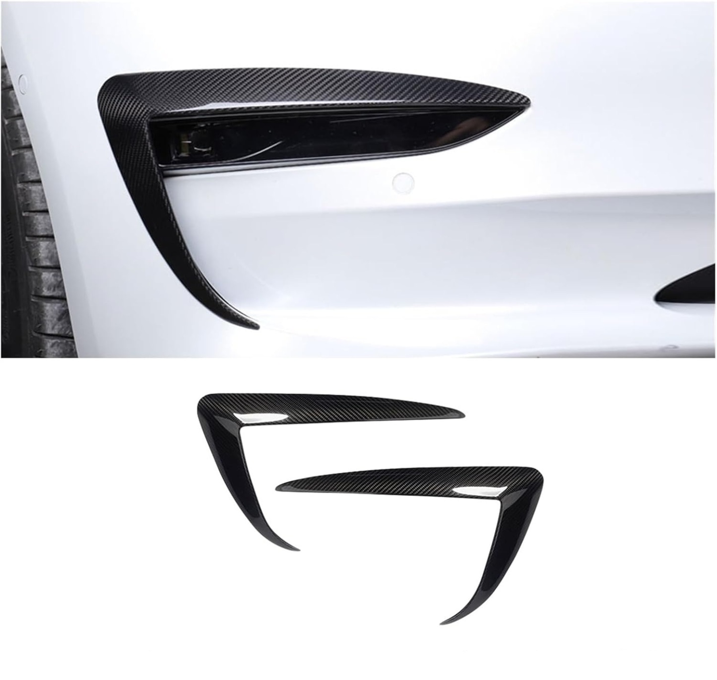 Teslula Carbon Fog Light Trim for Tesla Model 3/Y - Carbon Fiber Mods