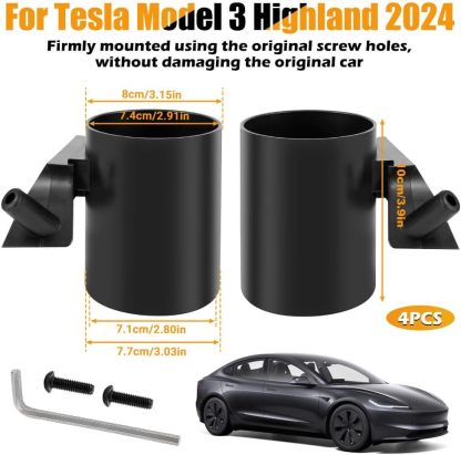 Teslula Door Cup Holder for Tesla Model 3/Y - Metal-Reinforced Storage Insert