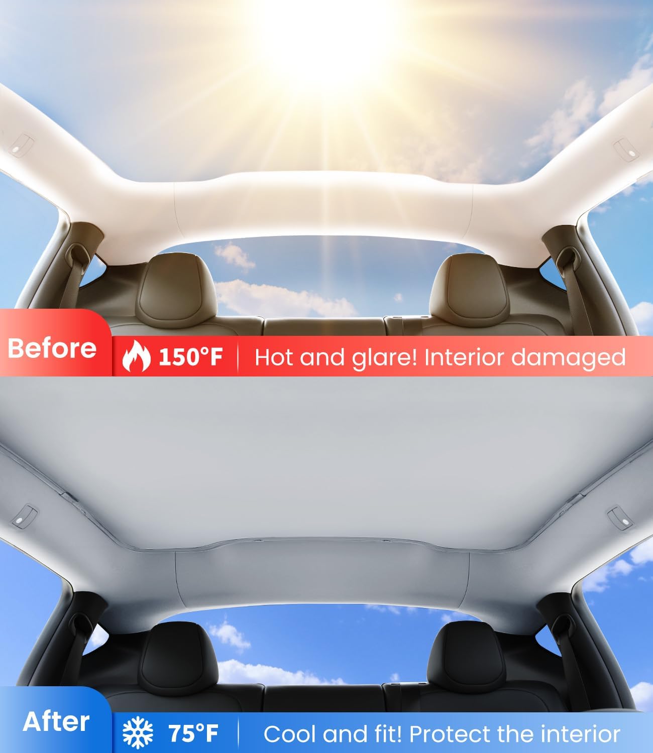 Teslula Magnetic Sunshade for Tesla Model 3/Y - Instant Cooling Cover