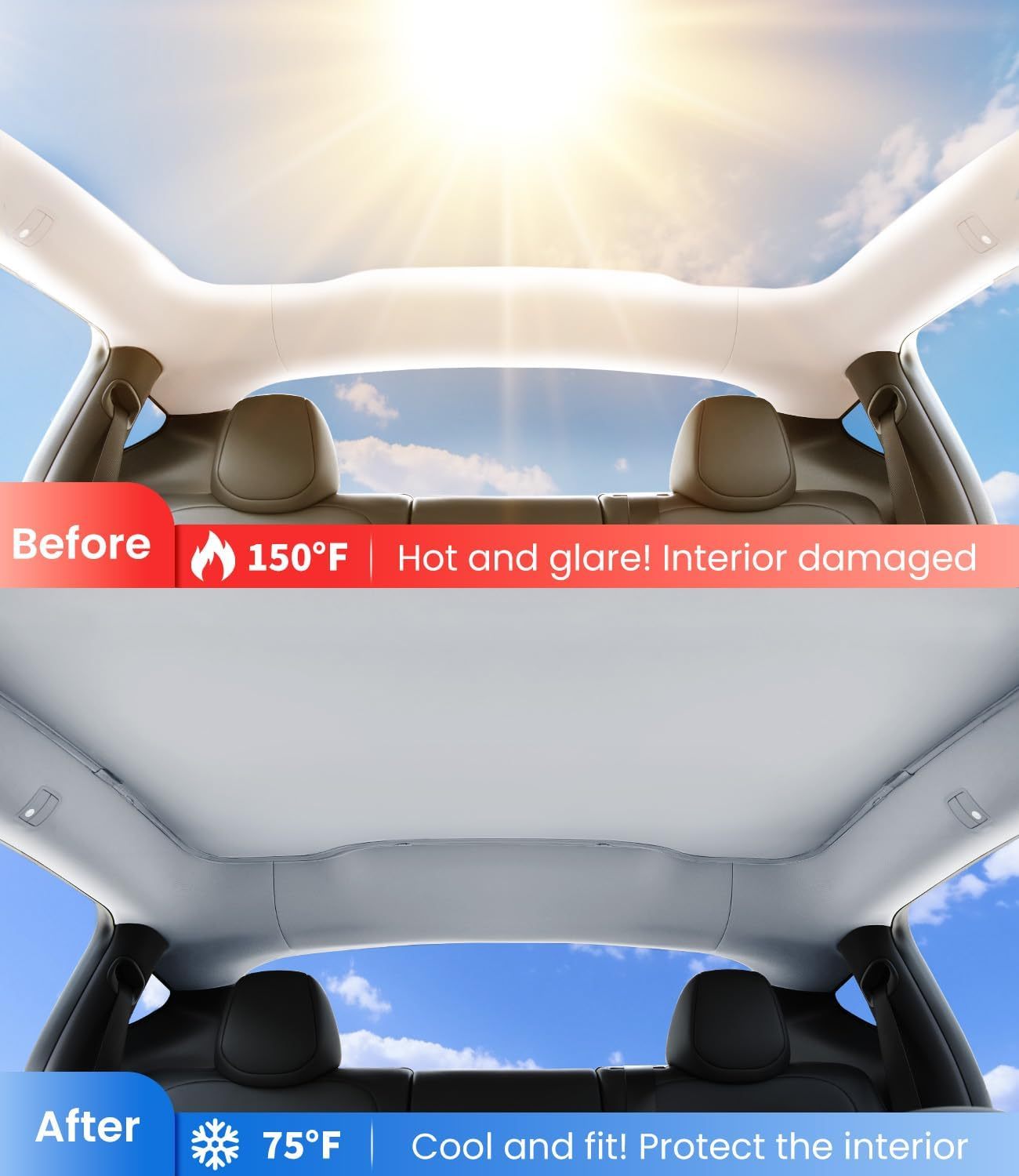 Teslula Magnetic Sunshade for Tesla Model 3/Y - Instant Cooling Cover