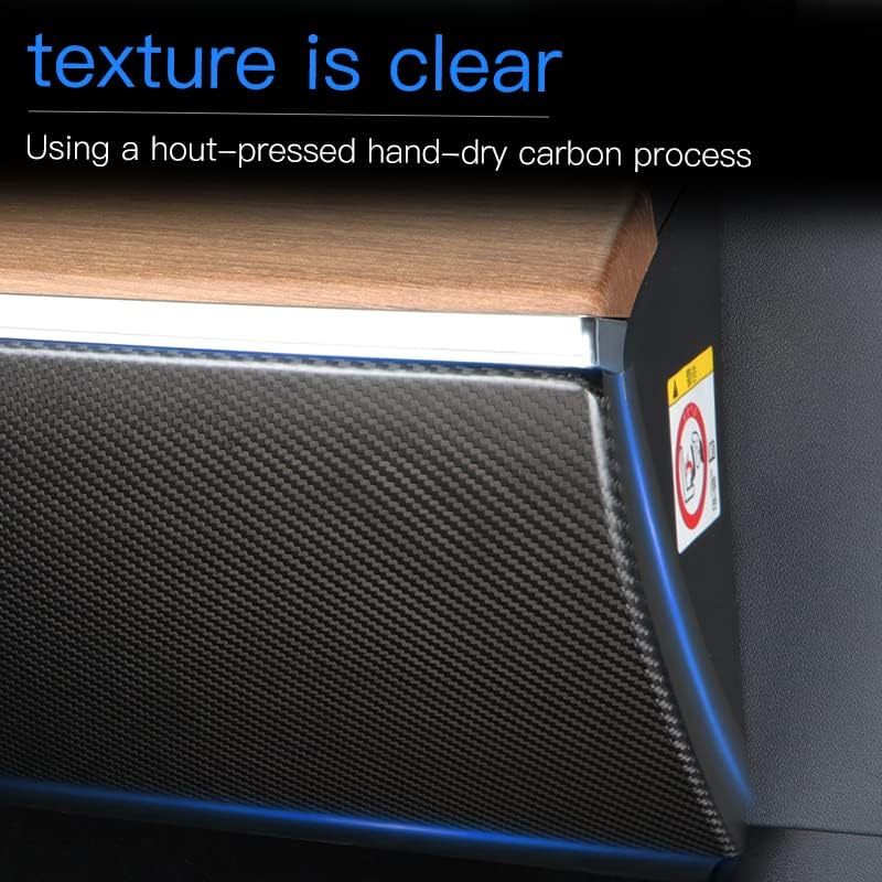 Teslula Carbon Glove Box Cover for Tesla Model 3/Y - Dry Fiber Overlay