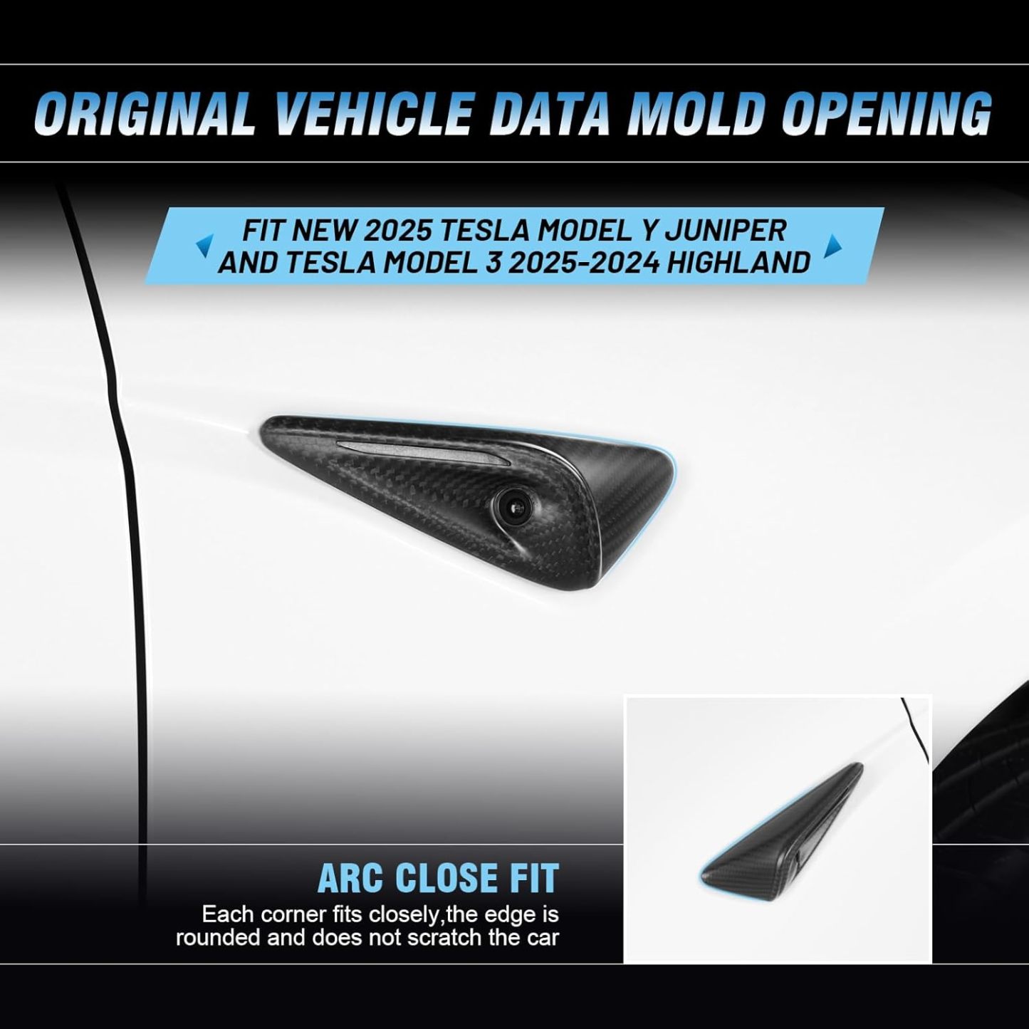 Teslula Carbon Side Camera Covers for Tesla Model3/Y-Carbon fiber Mods