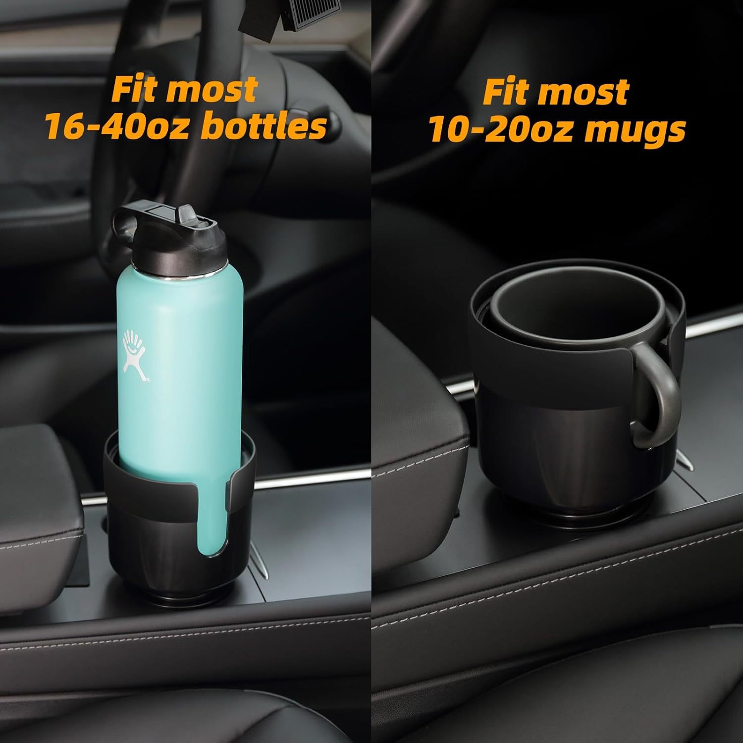 Teslula Cup Holder Expander for Tesla - Adjustable Large Bottle Adapter