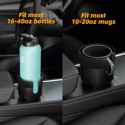 Teslula Cup Holder Expander for Tesla - Adjustable Large Bottle Adapter