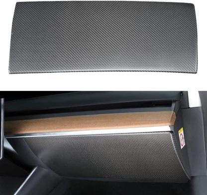 Teslula Carbon Glove Box Cover for Tesla Model 3/Y - Dry Fiber Overlay