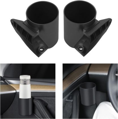 Teslula Door Cup Holder for Tesla Model 3/Y - Metal-Reinforced Storage Insert