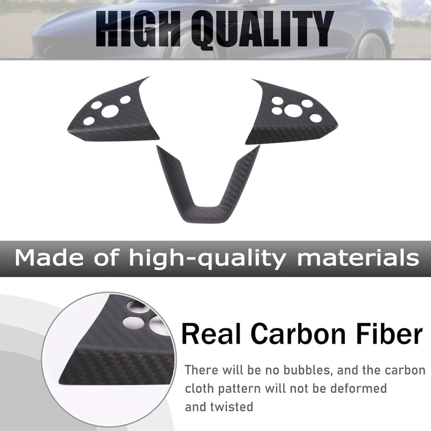 Teslula Carbon Steering Trim for Tesla Model 3 Highland 2024+