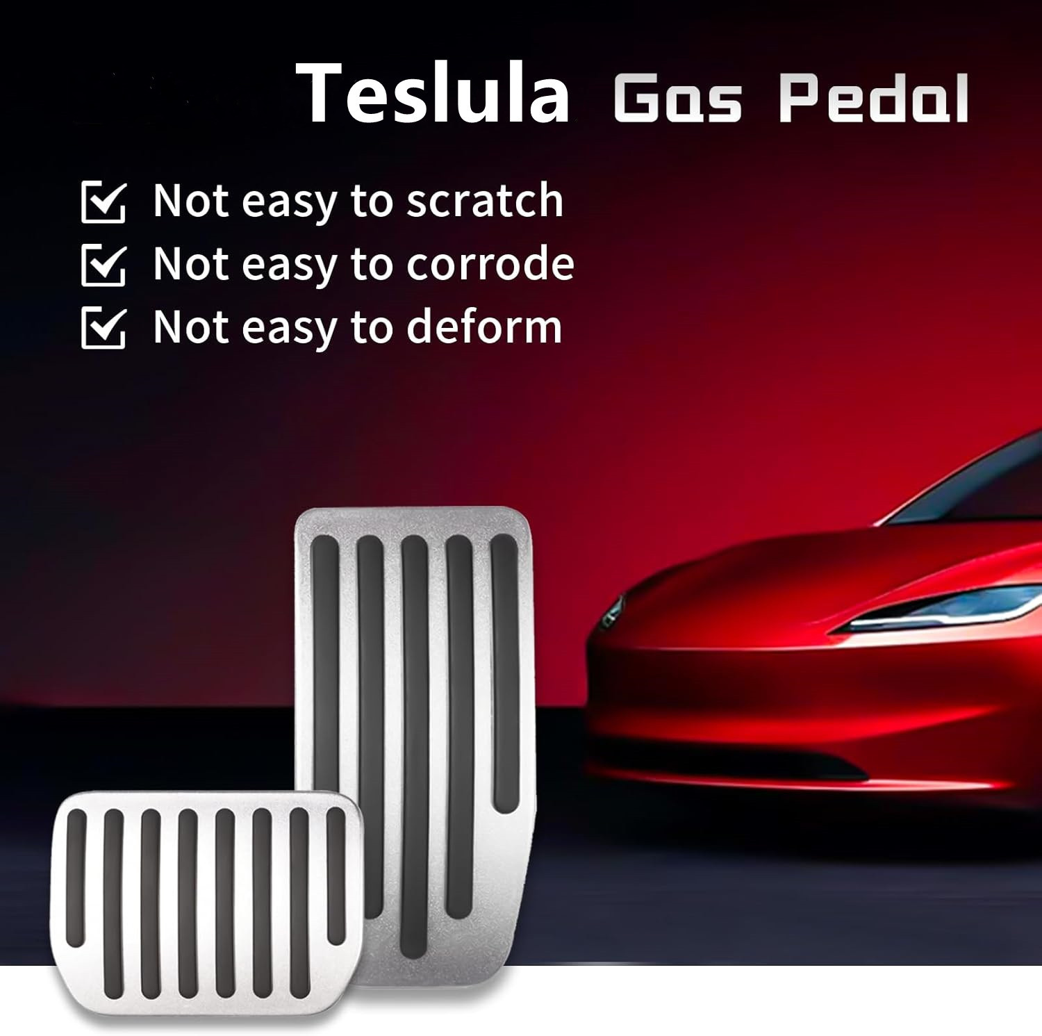 Teslula Performance Pedal Covers for Tesla Model 3/Y - Anti-Slip Aluminum