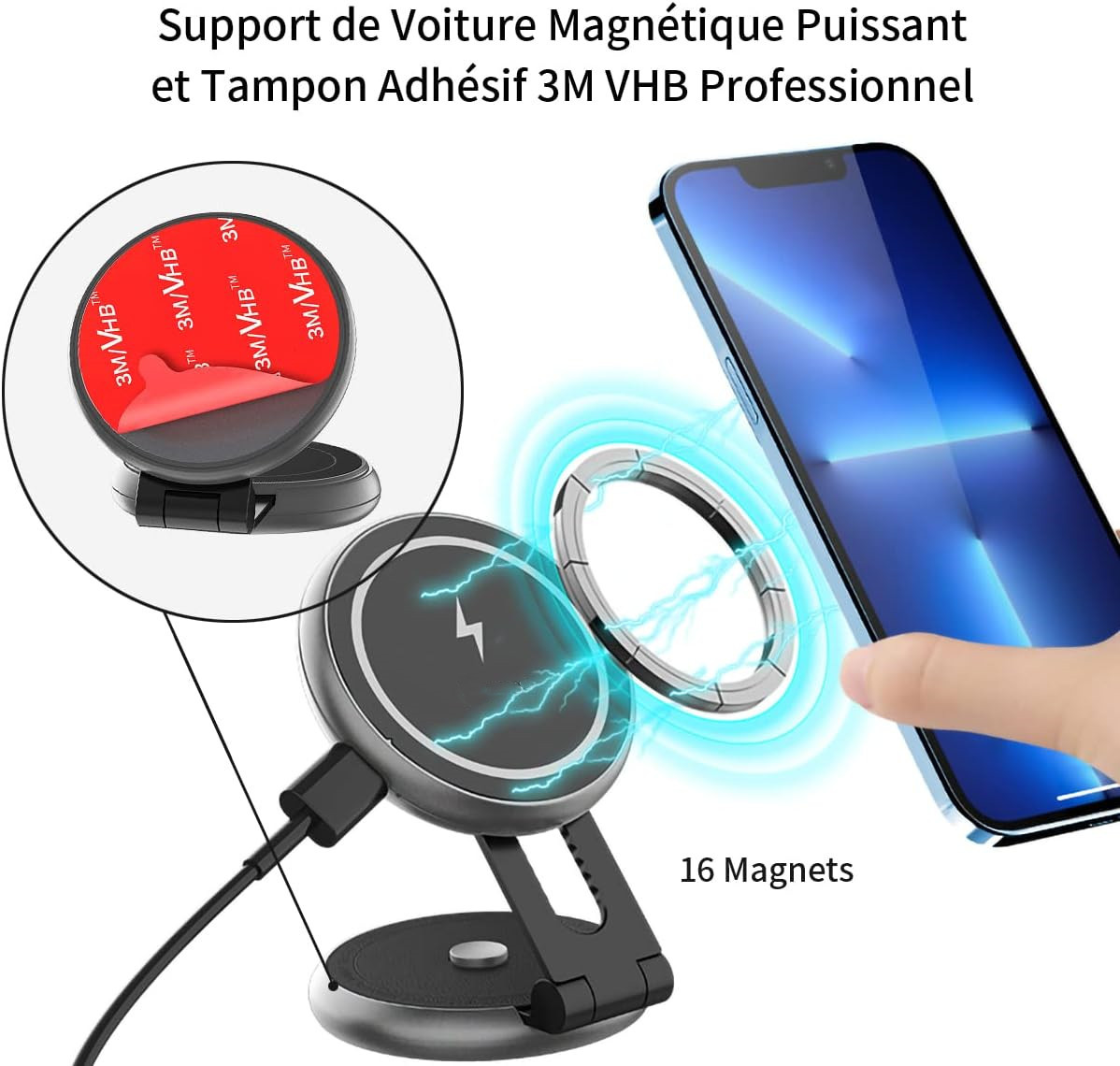 Teslula MagSafe Charger for Tesla All models - 15W Foldable Mount