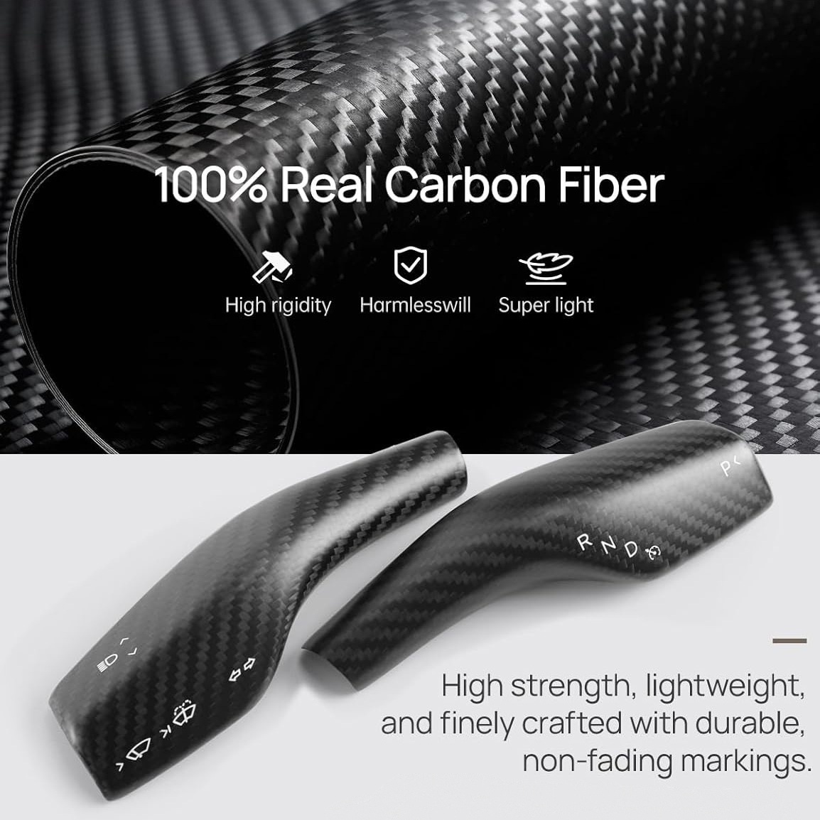 Teslula Model 3/Y Stalks Turn Signal Cover-Dry Carbon Fiber Interior Mods