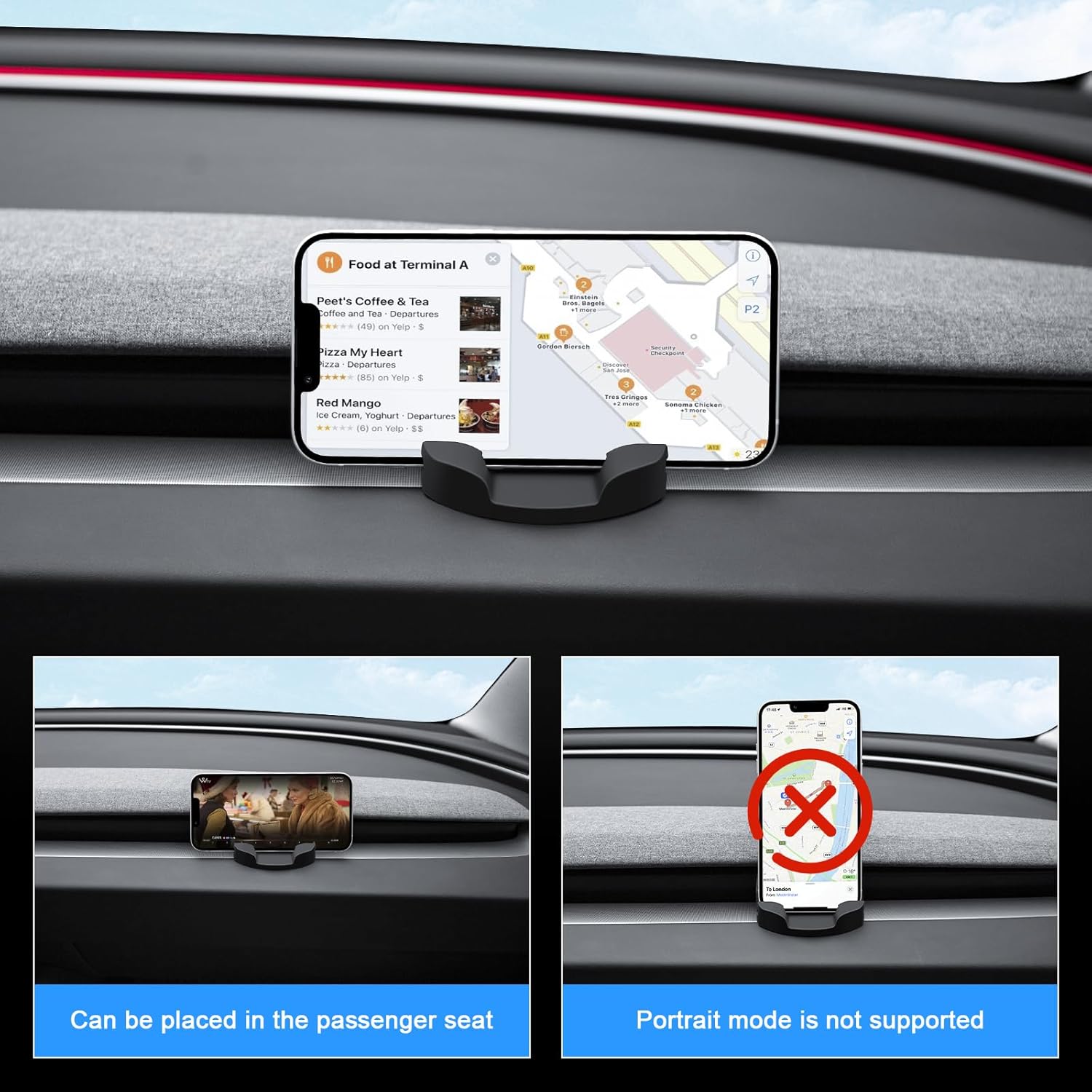 Teslula Silicone Phone Mount for Model3/Y-Non-Destructive Multi-Hook