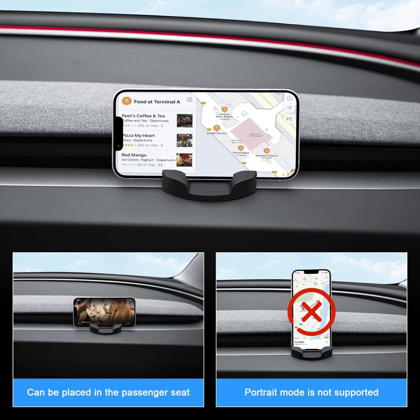 Teslula Silicone Phone Mount for Model3/Y-Non-Destructive Multi-Hook