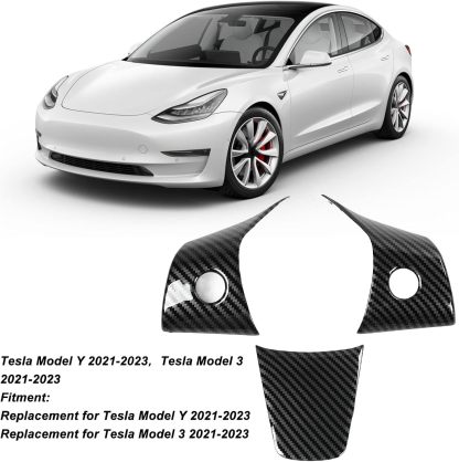 Teslula Carbon Steering Trim for Tesla Model 3/Y-Carbon Fiber Interior Mods