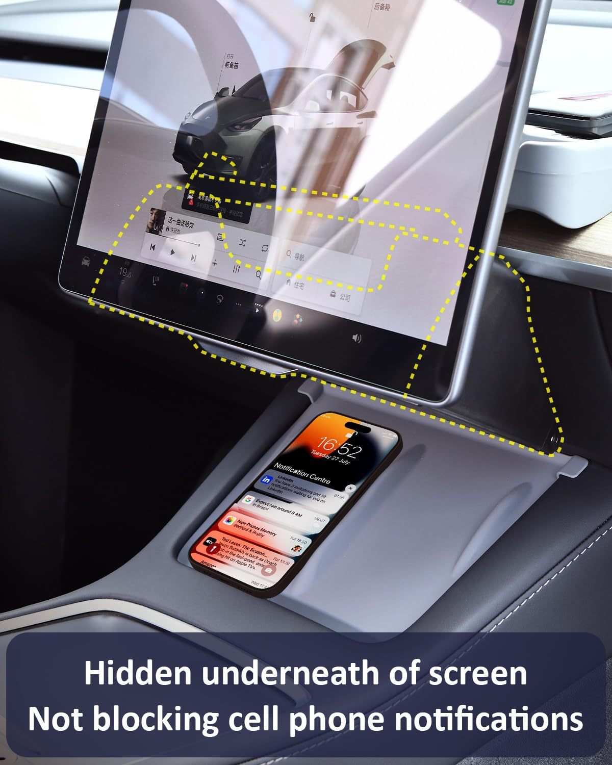Teslula Under Screen Storage for Tesla Model 3/Y - Hidden Organizer Tray