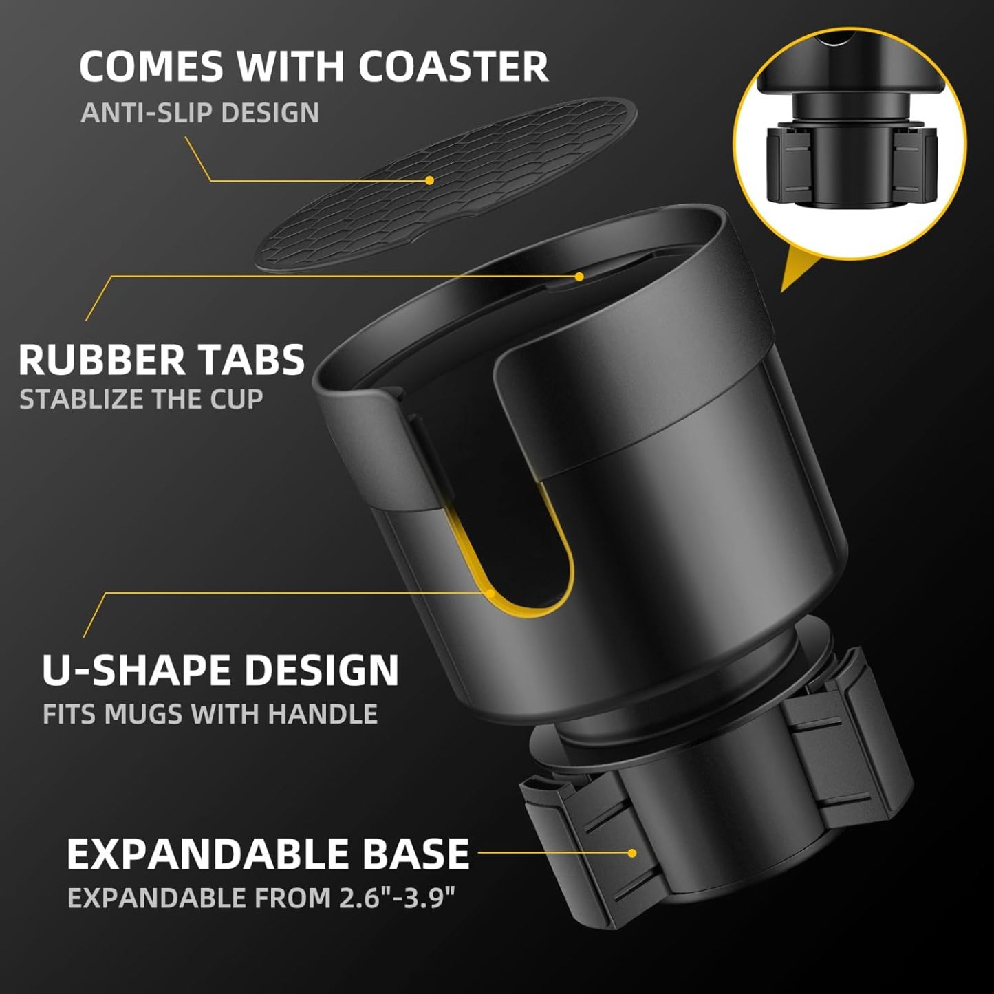 Teslula Cup Holder Expander for Tesla - Adjustable Large Bottle Adapter