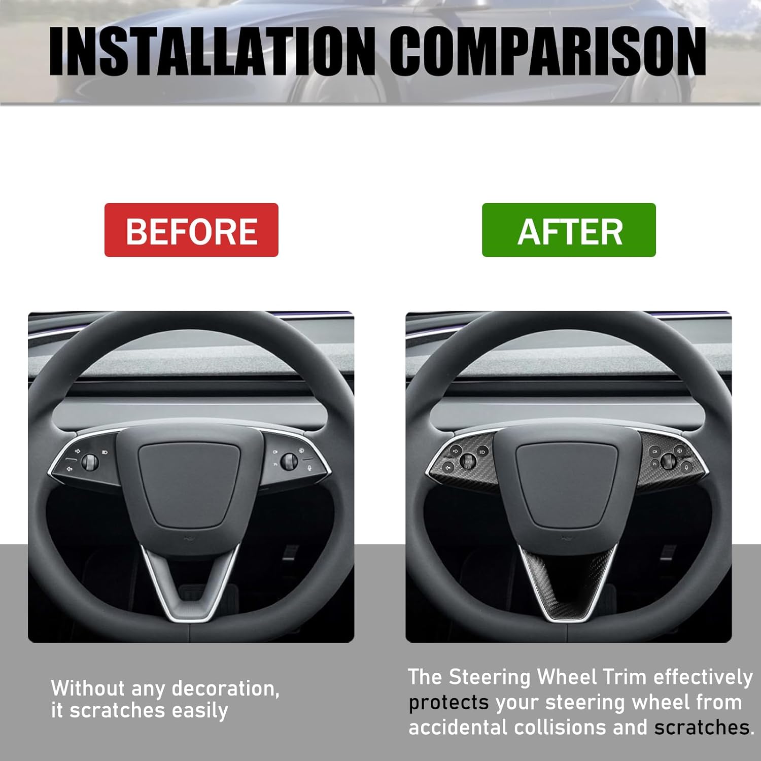 Teslula Carbon Steering Trim for Tesla Model 3 Highland 2024+