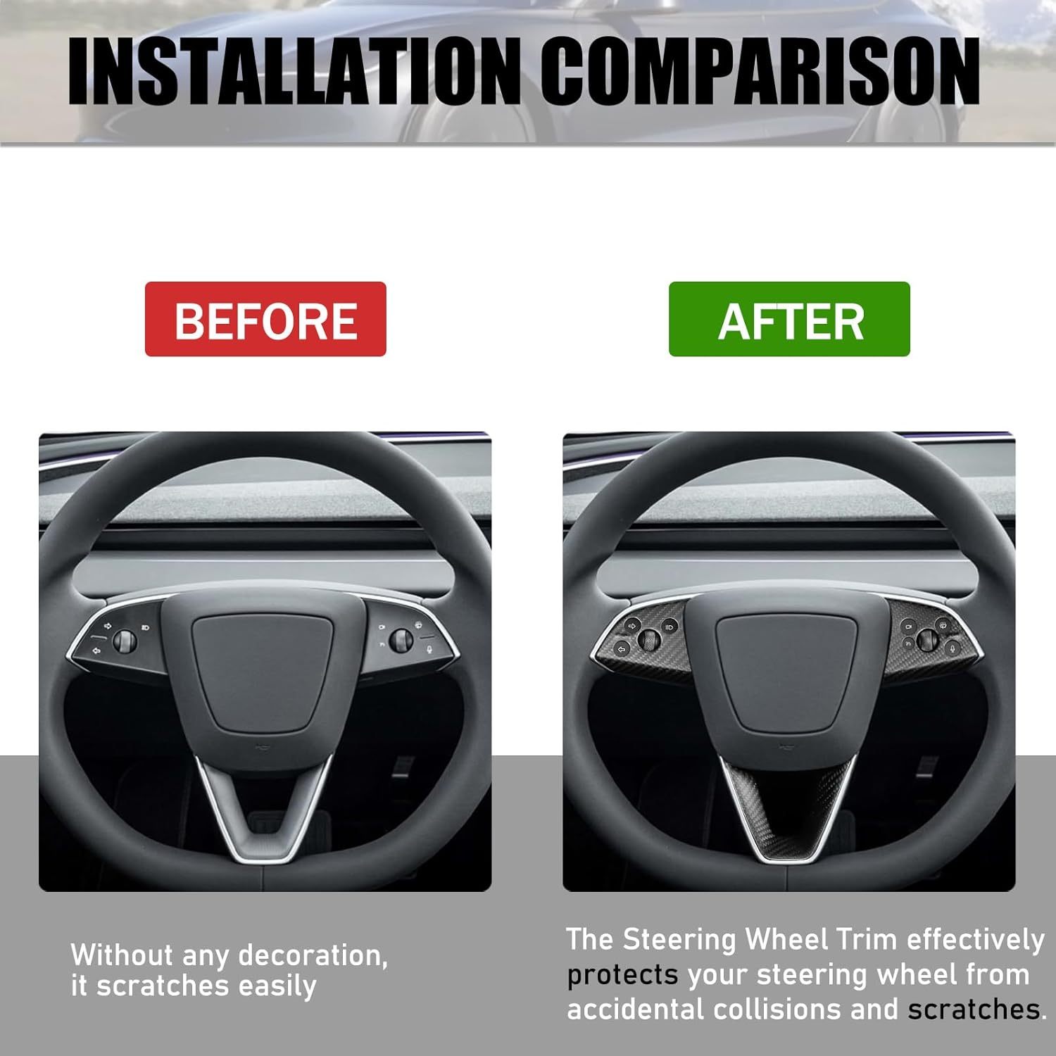 Teslula Carbon Steering Trim for Tesla Model 3 Highland 2024+