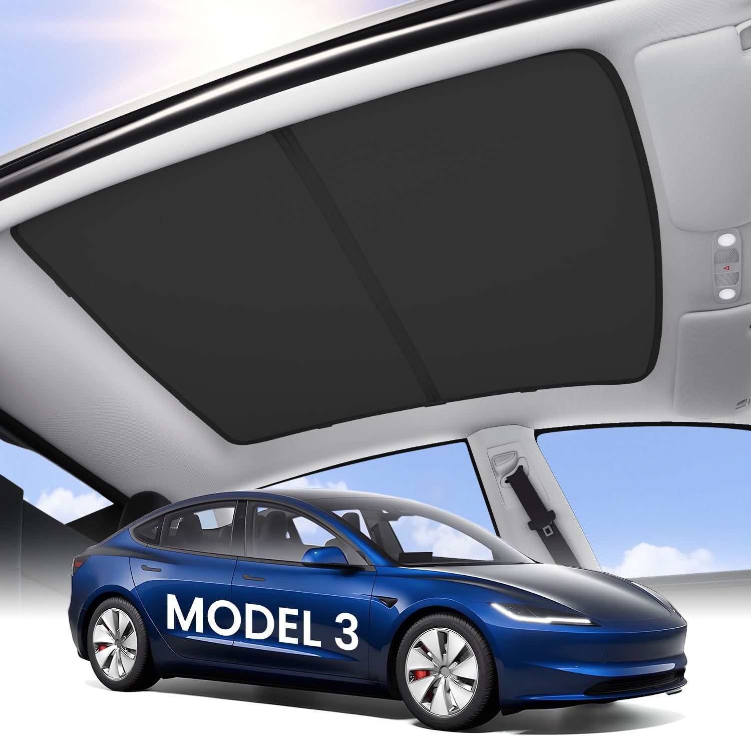 Teslula Magnetic Sunshade for Tesla Model 3/Y - Instant Cooling Cover