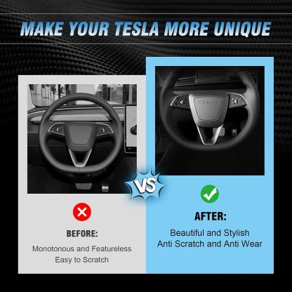 Teslula Carbon Steering Trim for Tesla Model 3/Y-Carbon Fiber Interior Mods