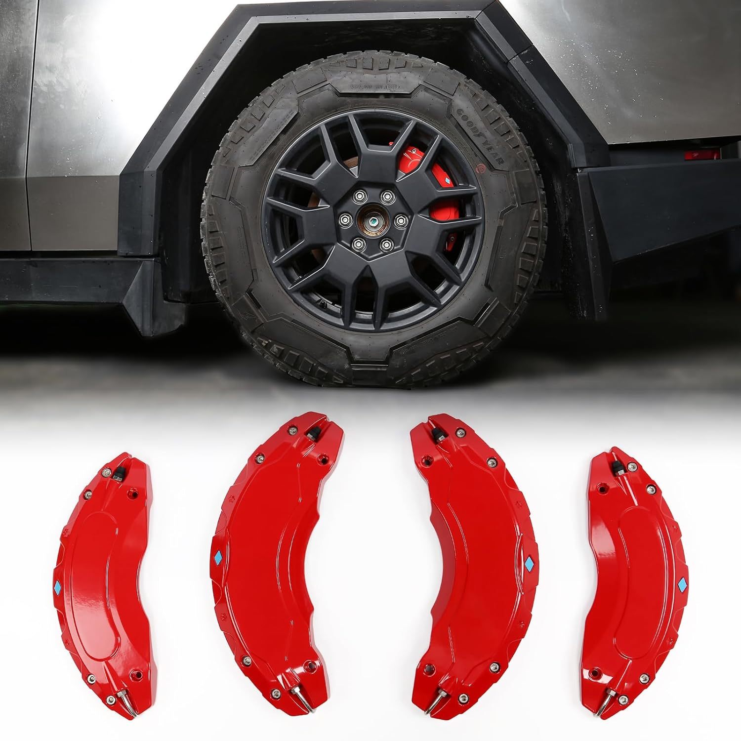 Teslula Cybertruck Brake Caliper Covers - Aerospace Red Aluminum Set