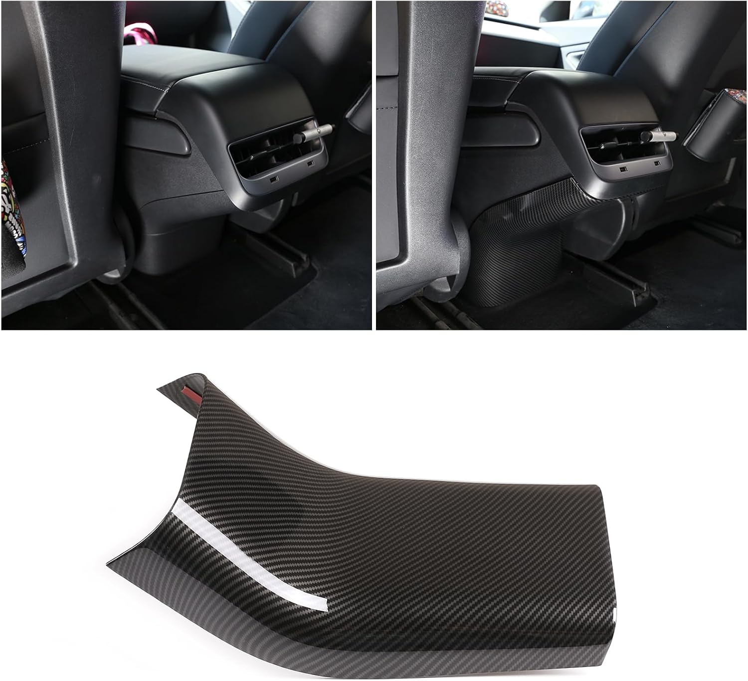 Teslula Model 3 / Y Backseat Center Console Base Cap-Carbon Fiber Mods