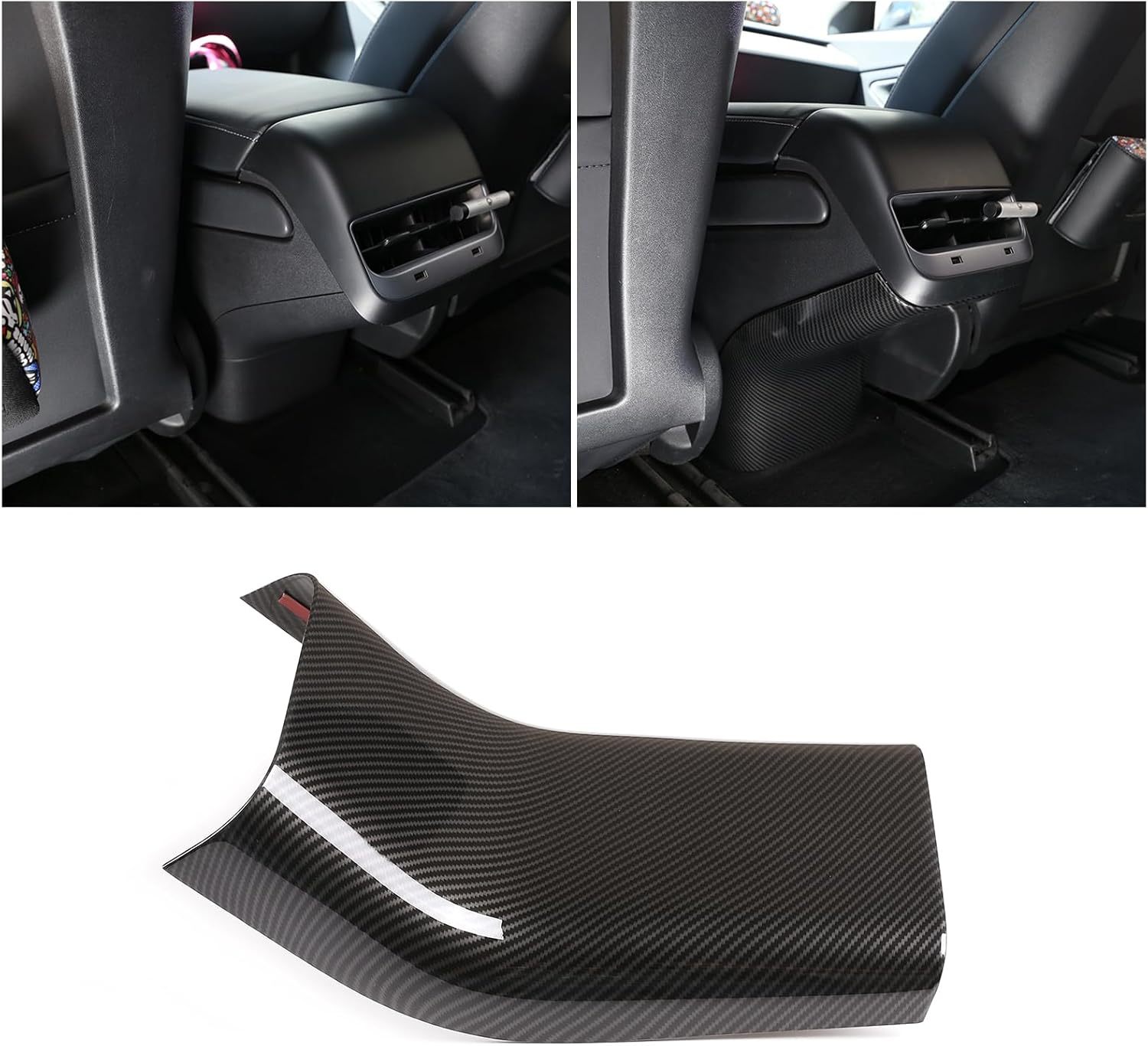 Teslula Model 3 / Y Backseat Center Console Base Cap-Carbon Fiber Mods