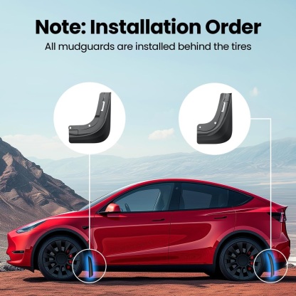 Teslula No-Drill Mud Flaps for Tesla Model 3/Y - OEM Fit All-Weather Protection