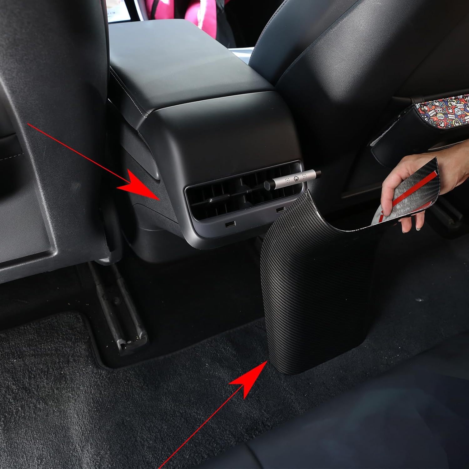 Teslula Model 3 / Y Backseat Center Console Base Cap-Carbon Fiber Mods