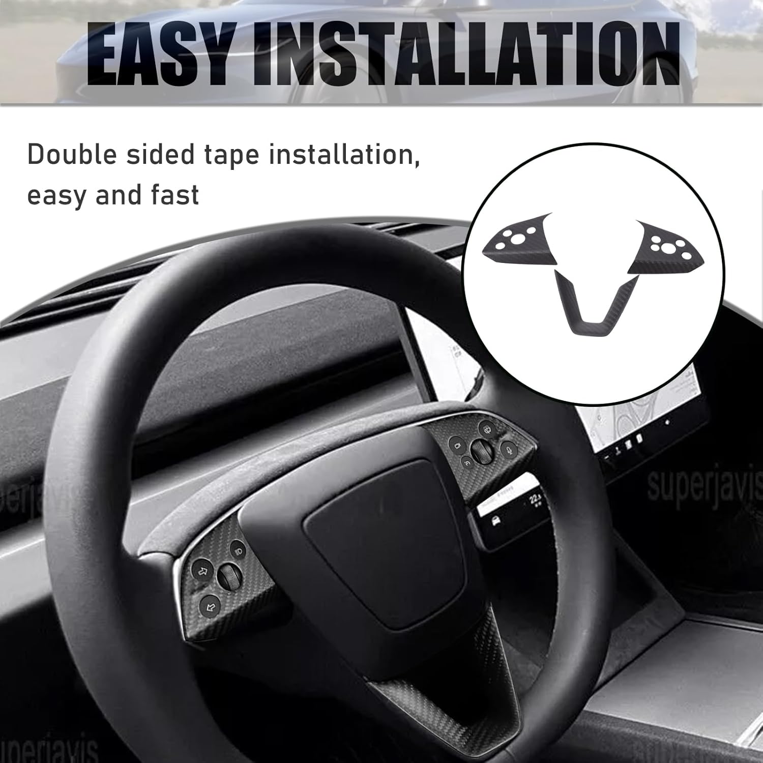 Teslula Carbon Steering Trim for Tesla Model 3 Highland 2024+