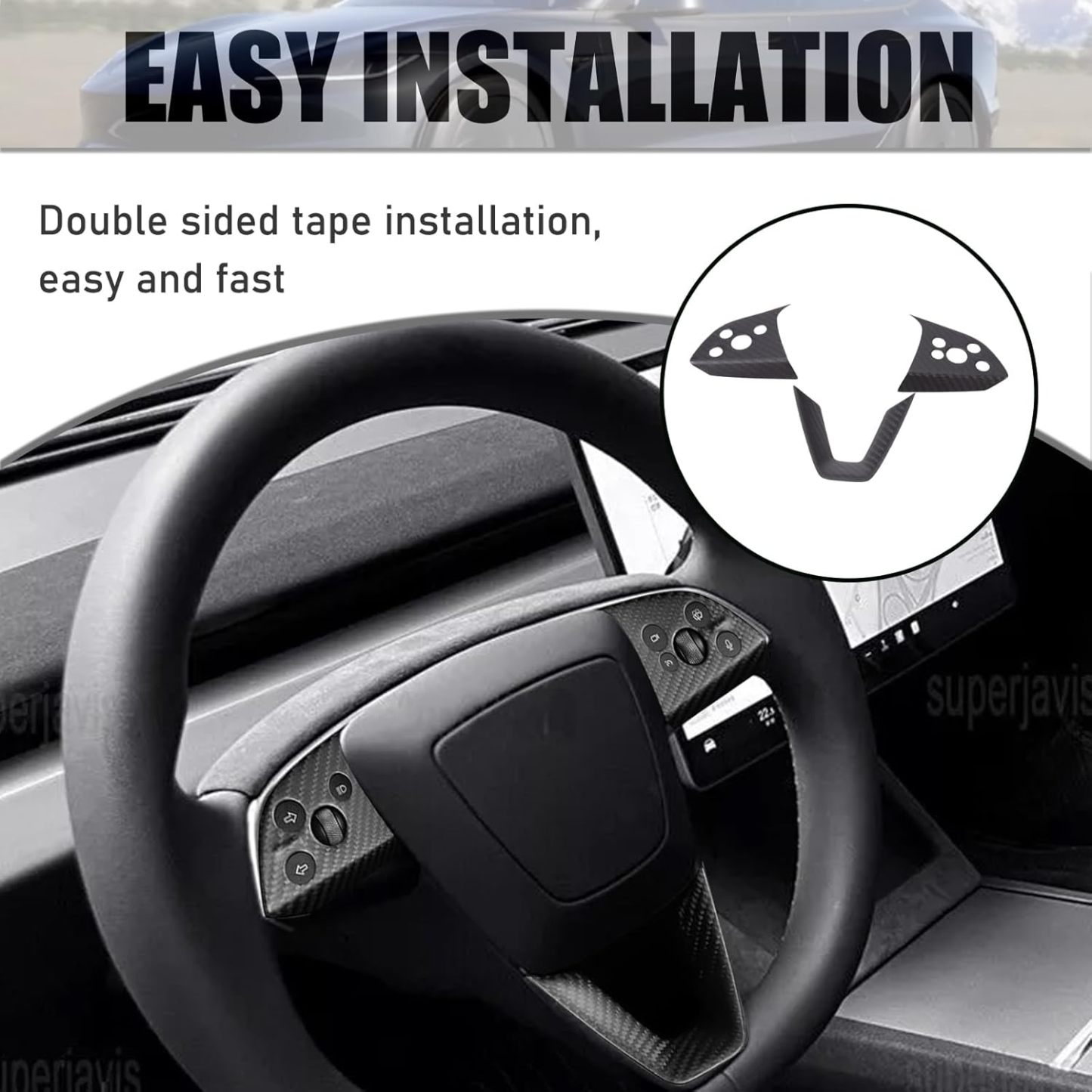 Teslula Carbon Steering Trim for Tesla Model 3 Highland 2024+