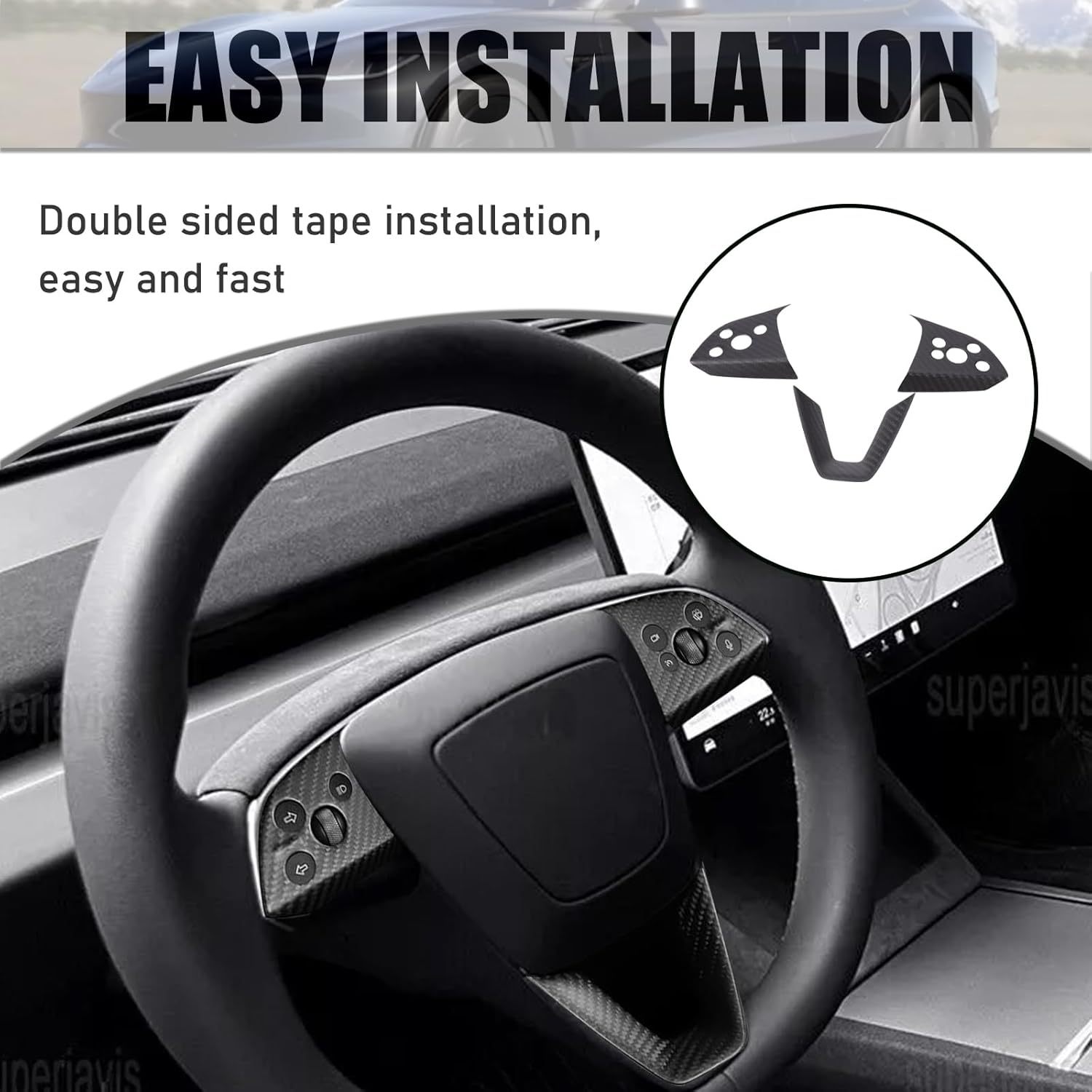 Teslula Carbon Steering Trim for Tesla Model 3 Highland 2024+