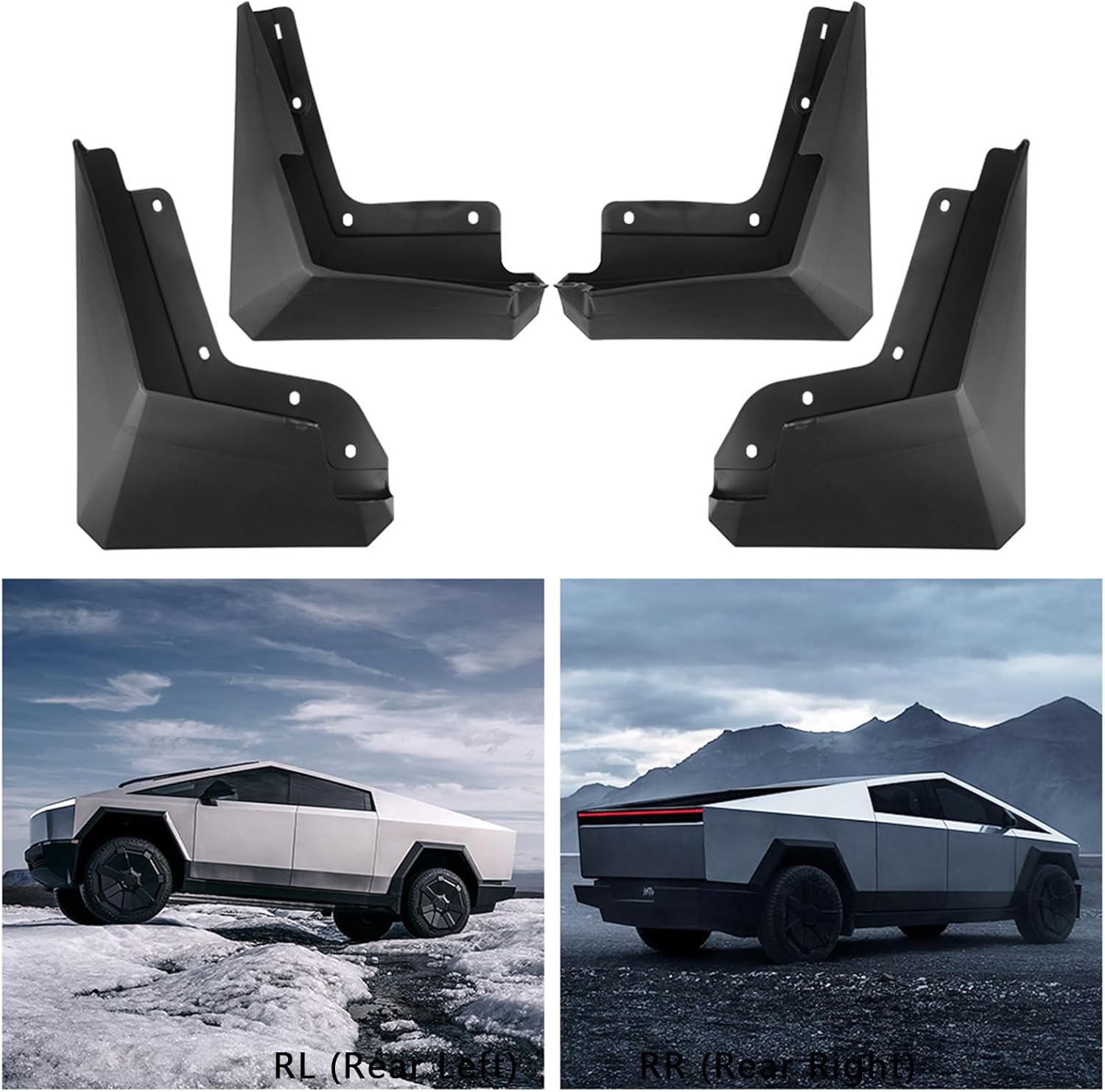 Teslula Cybertruck Mud Flaps2023-2025-No-Drill TPE Splash Guards(4-PC)