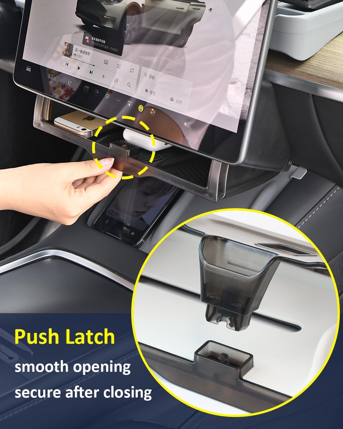 Teslula Under Screen Storage for Tesla Model 3/Y - Hidden Organizer Tray