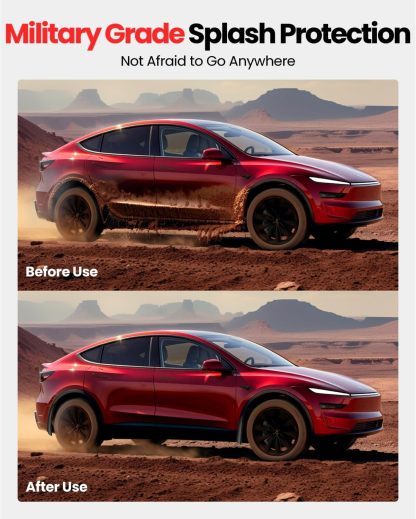 Teslula No-Drill Mud Flaps for Tesla Model 3/Y - OEM Fit All-Weather Protection