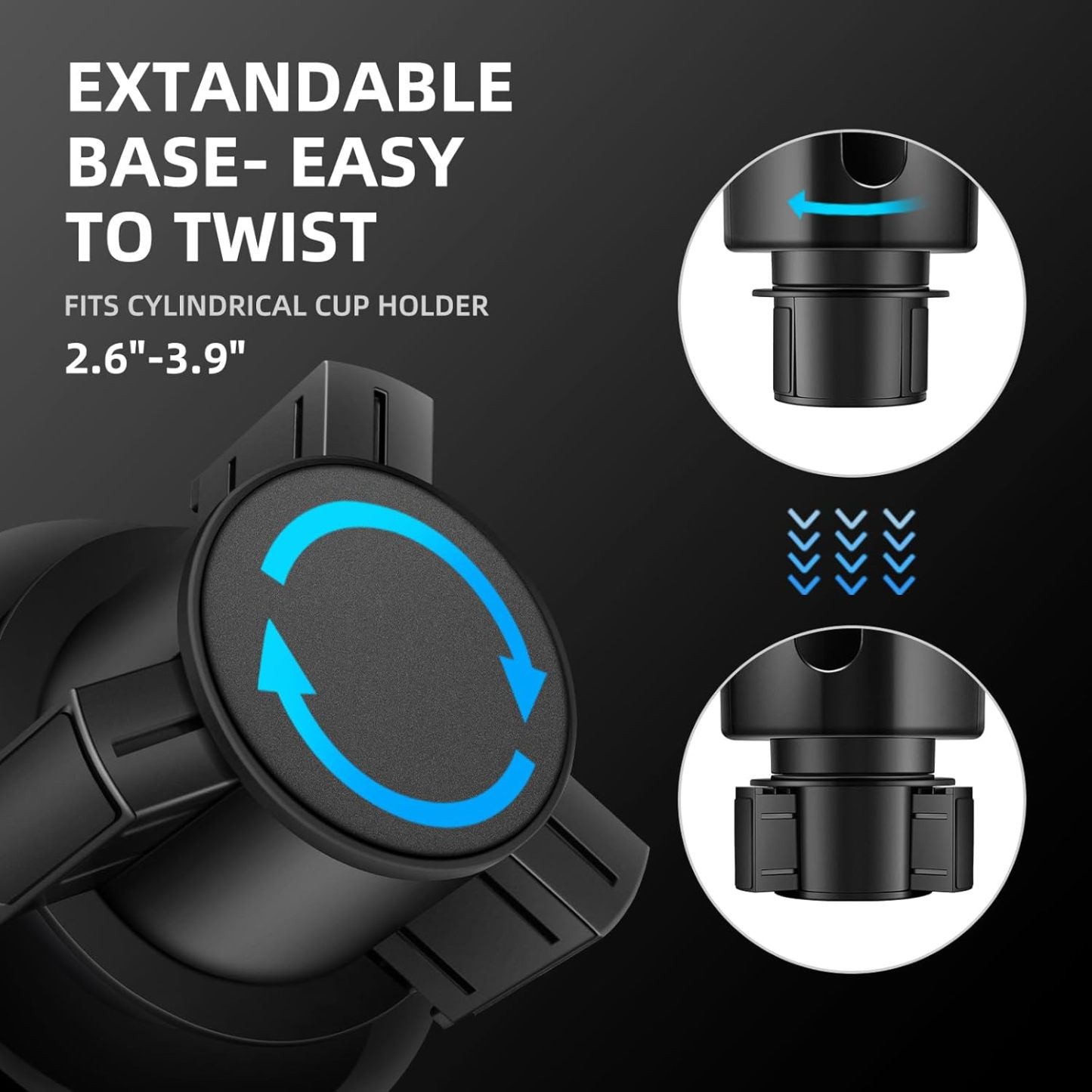 Teslula Cup Holder Expander for Tesla - Adjustable Large Bottle Adapter