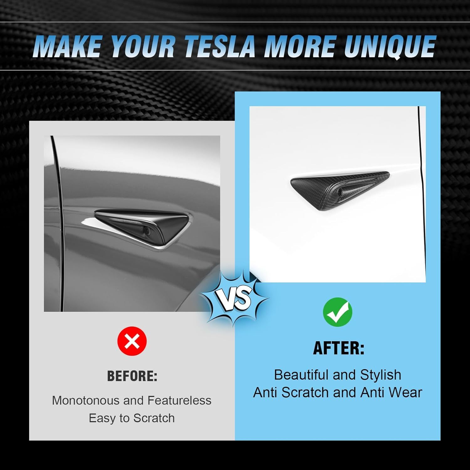 Teslula Carbon Side Camera Covers for Tesla Model3/Y-Carbon fiber Mods