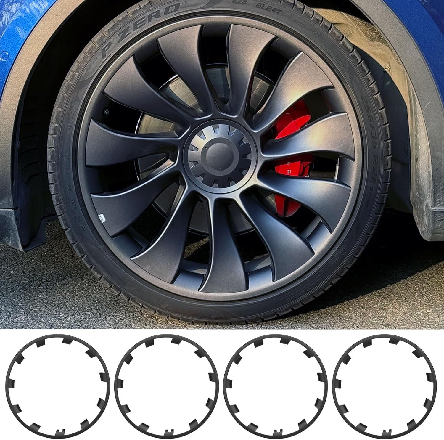Teslula 20" Rim Protectors for Tesla Model Y Juniper - ABS Hub Caps (Set of 4)
