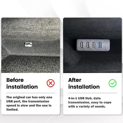 Teslula Glove Box USB Hub for Tesla Model 3/Y/Cybertruck - 4-Port Expansion