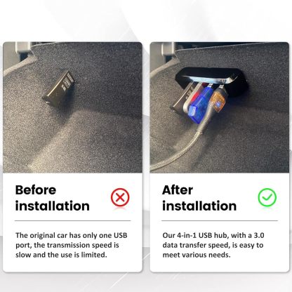 Teslula Glove Box USB Hub for Tesla Model 3/Y/Cybertruck - 4-Port Expansion