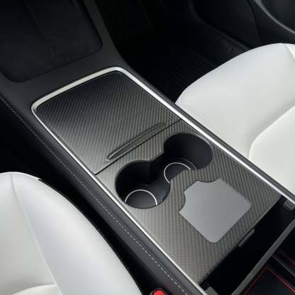 Teslula Real Carbon Console Wrap for Tesla Model 3/Y-Fingerprint Proof