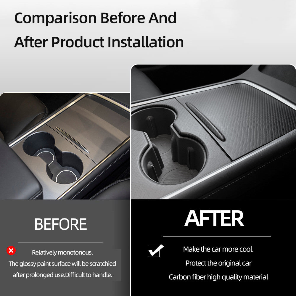 Teslula Real Carbon Console Wrap for Tesla Model 3/Y-Fingerprint Proof
