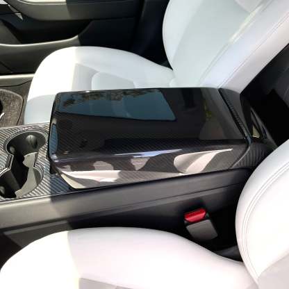 Teslula Model Y / 3 Armrest Cover - Dry Carbon Fiber Interior Mods