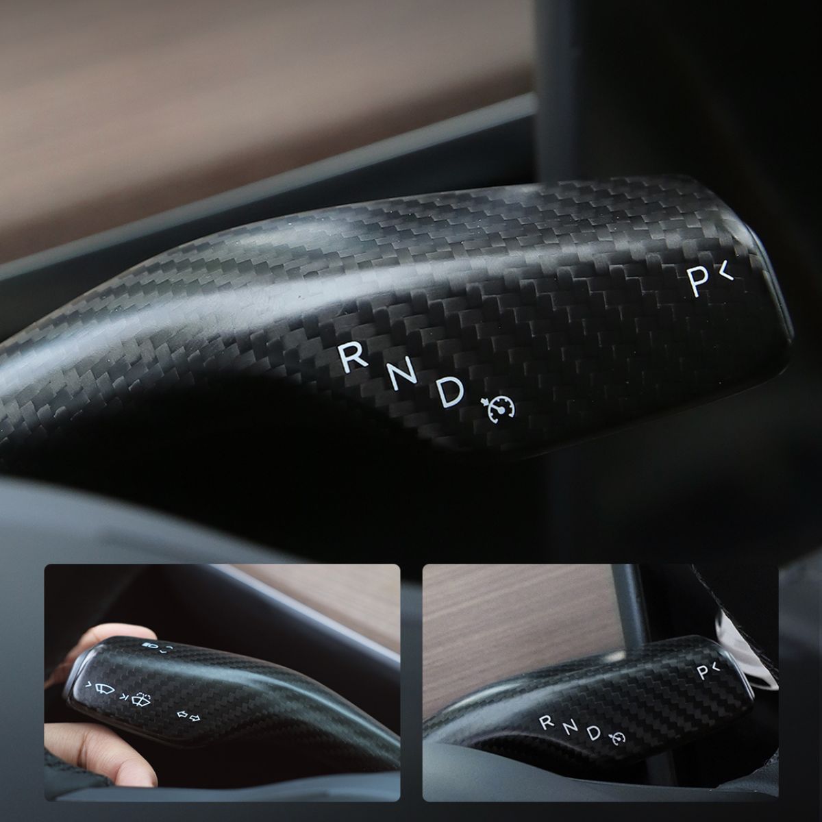 Teslula Model 3/Y Stalks Turn Signal Cover-Dry Carbon Fiber Interior Mods