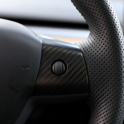 Teslula Carbon Steering Trim for Tesla Model 3/Y-Carbon Fiber Interior Mods