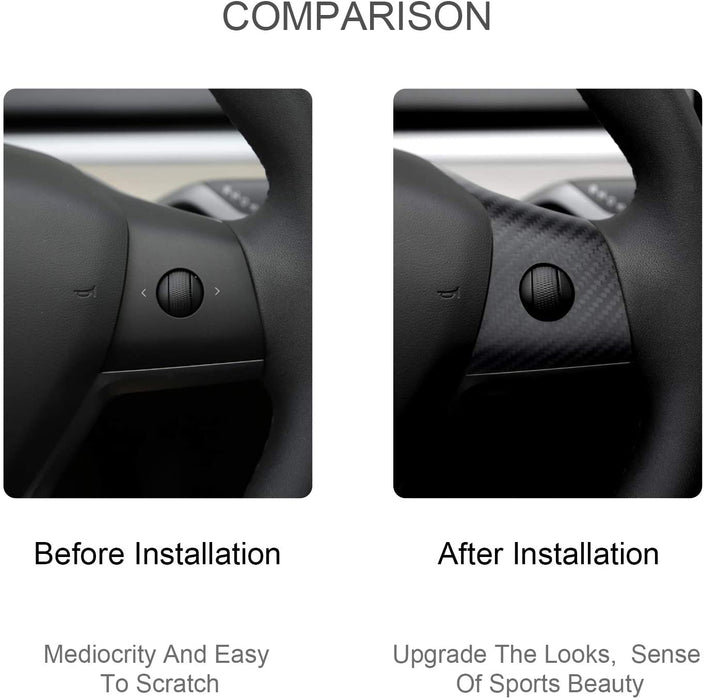 Teslula Carbon Steering Trim for Tesla Model 3/Y-Carbon Fiber Interior Mods
