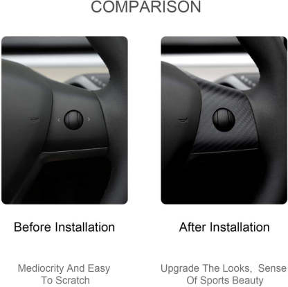 Teslula Carbon Steering Trim for Tesla Model 3/Y-Carbon Fiber Interior Mods