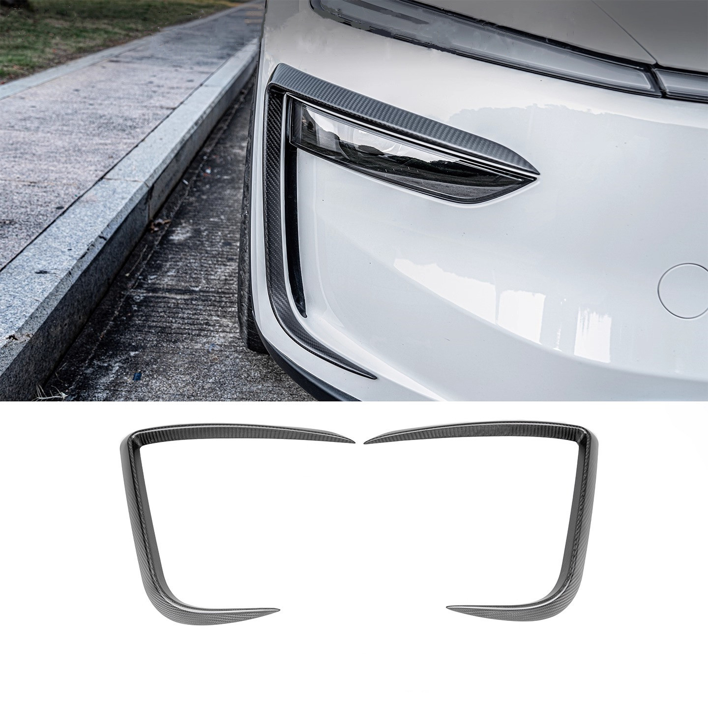 Teslula Carbon Fog Light Trim for Tesla Model 3/Y - Carbon Fiber Mods